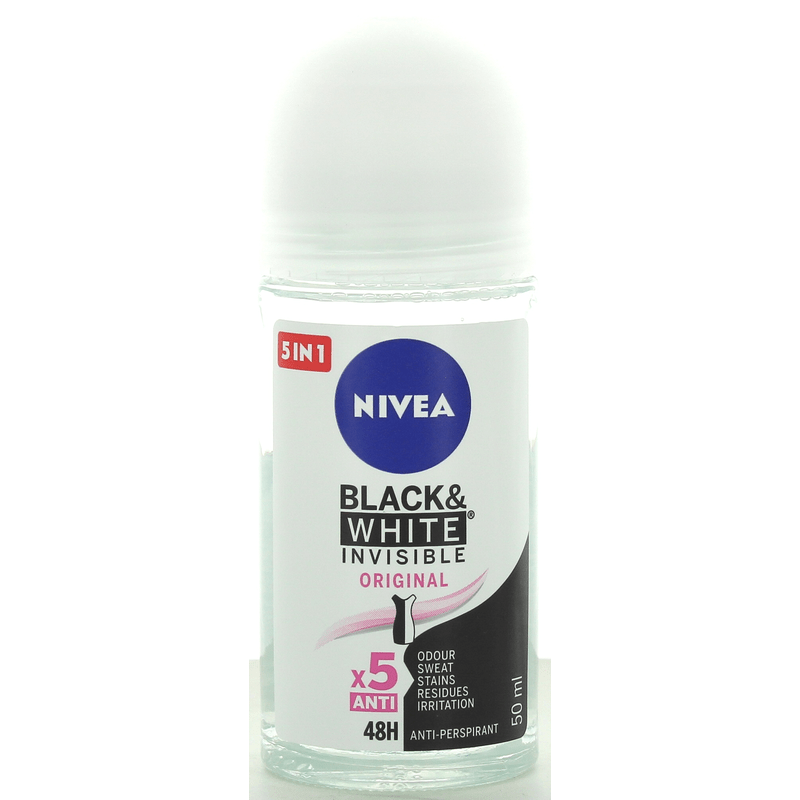 nivea deodorante roll on invisible 48h blackwhite 50 ml